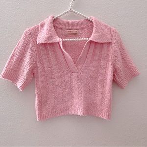 Urban Outfitters ‘Andrea’ Cropped Collared Sweater Top